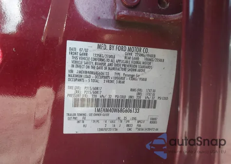 2008 Mercury Sable from USA, damaged, VIN 1MEHM40W68G606133